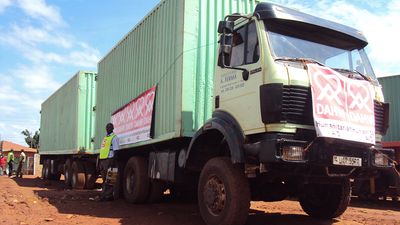Der Truck, der die Hilfsgüter in den Südsudan bringen soll.