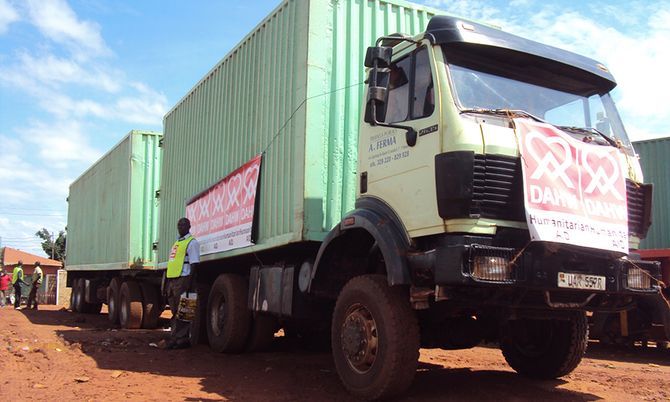 Der Truck, der die Hilfsgüter in den Südsudan bringen soll.