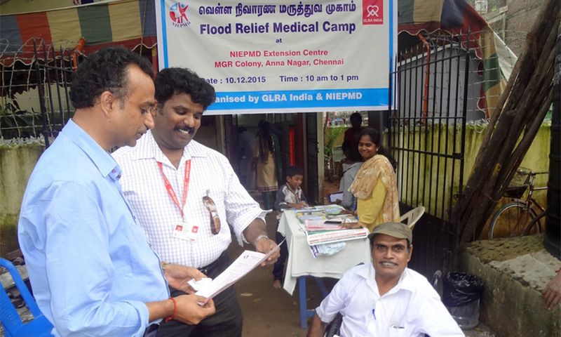 GLRA organised Flood Relief Medical Camp in collaboration with NIEPMD in december 2015.